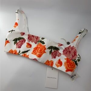 Emilia Wickstead Kerrigan Floral Printed Taffeta Faille Structured Cropped Top